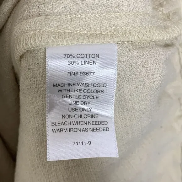 Liz Claiborne Womens Linen Blend Pants Size XL Cream Tan Natural Pockets - Picture 10 of 10